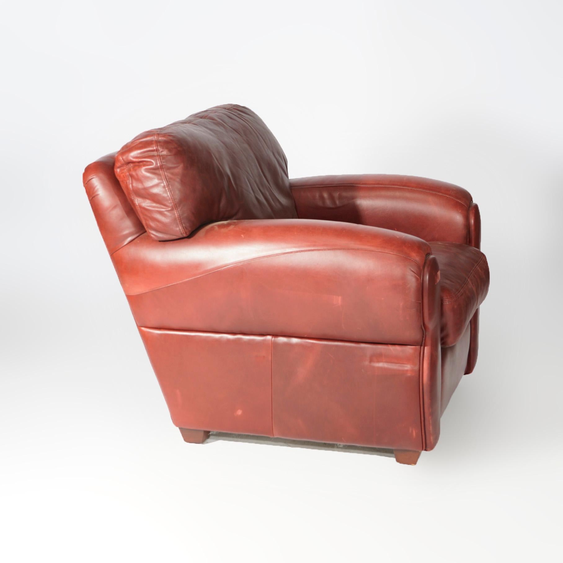 American Elite Cordovan Leather Club Chair & Ottoman 20th C