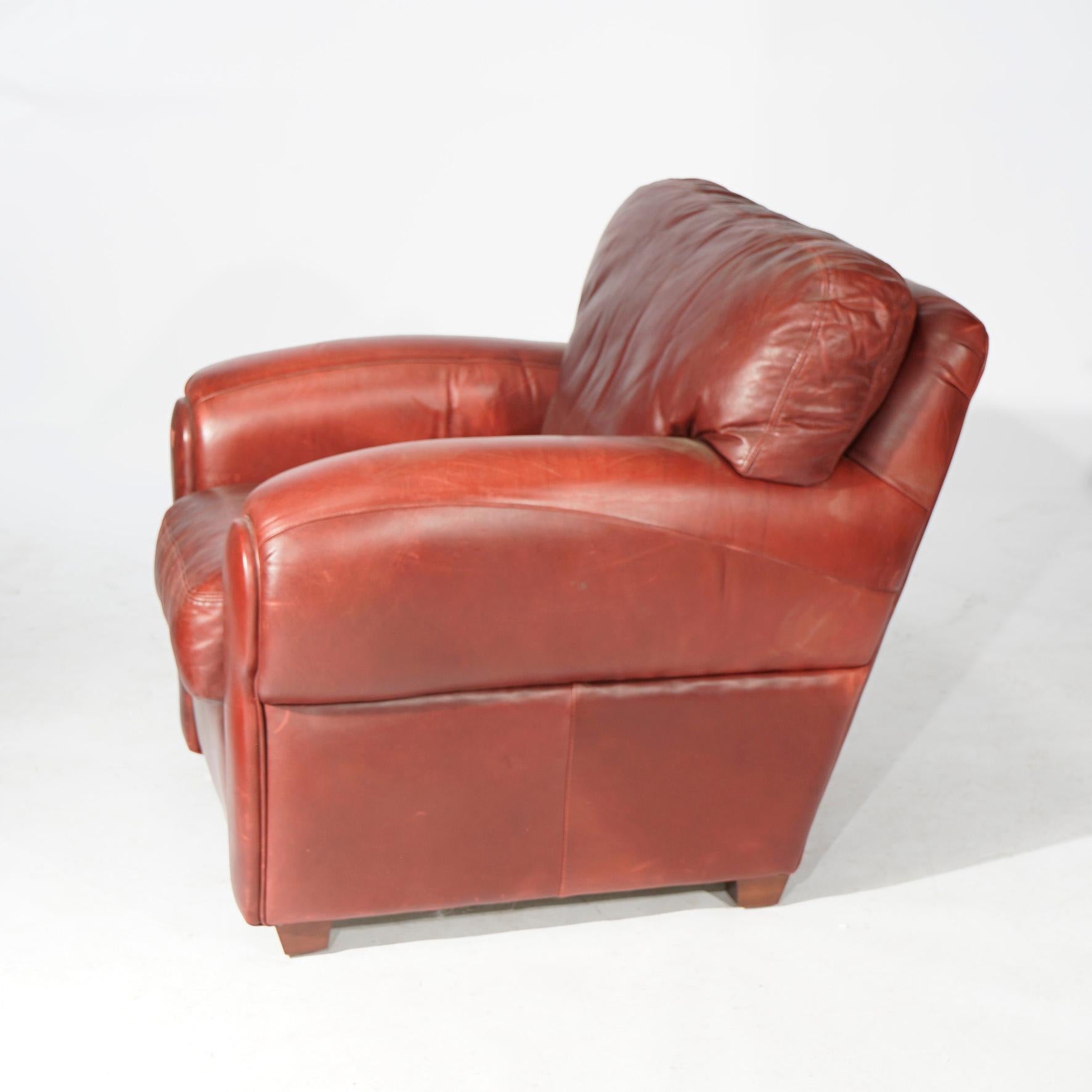 20th Century Elite Cordovan Leather Club Chair & Ottoman 20th C