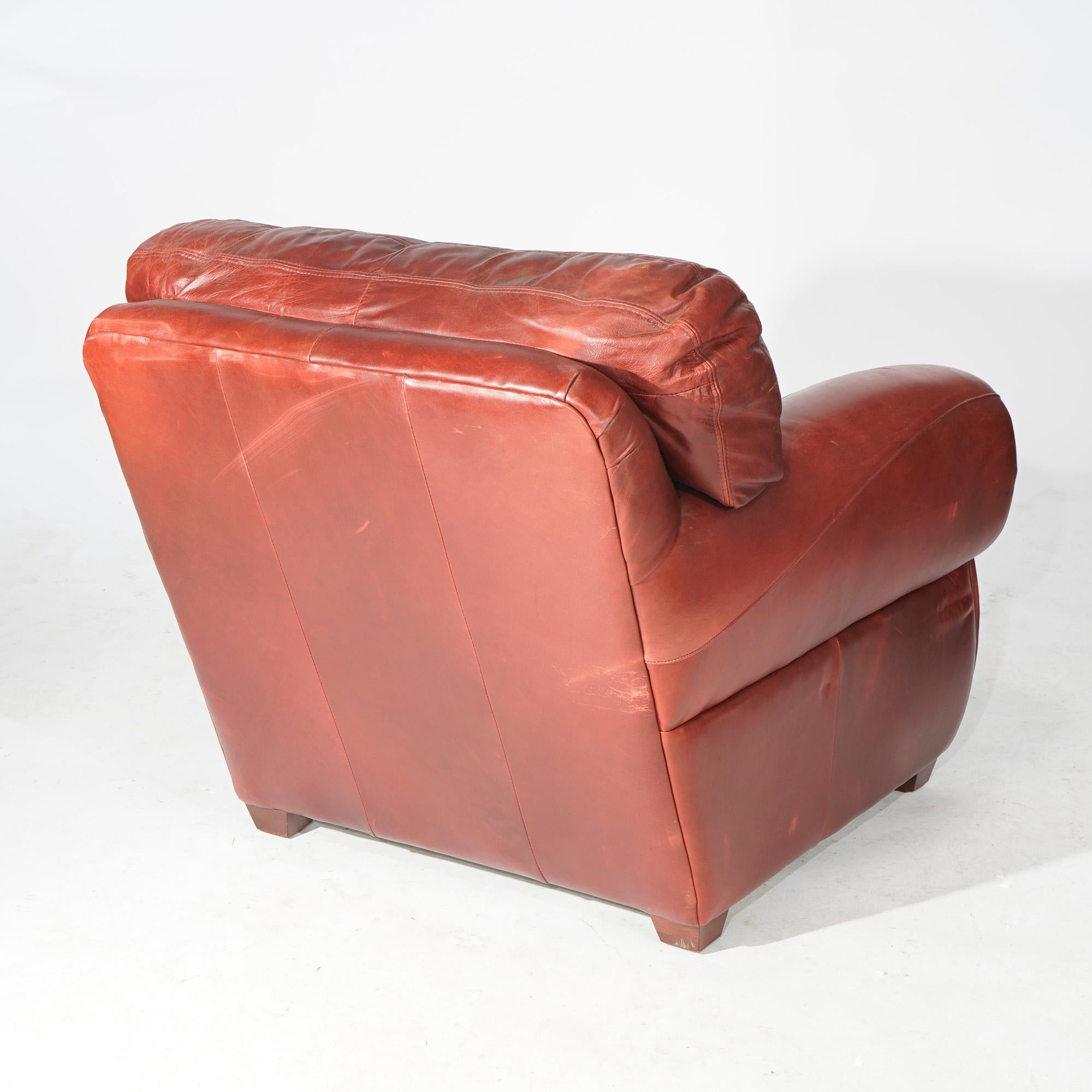 Elite Cordovan Leather Club Chair & Ottoman 20th C 1