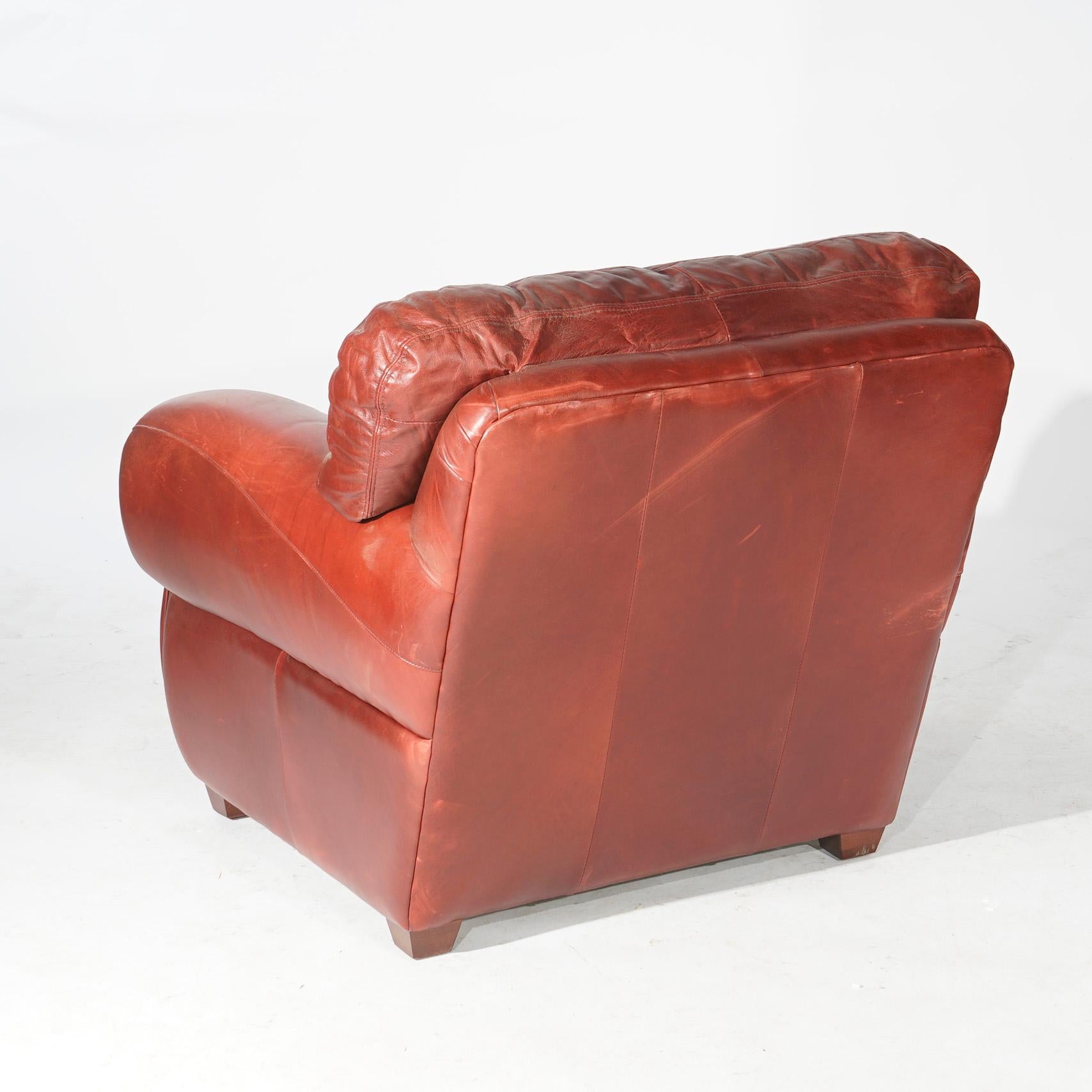 Elite Cordovan Leather Club Chair & Ottoman 20th C 2
