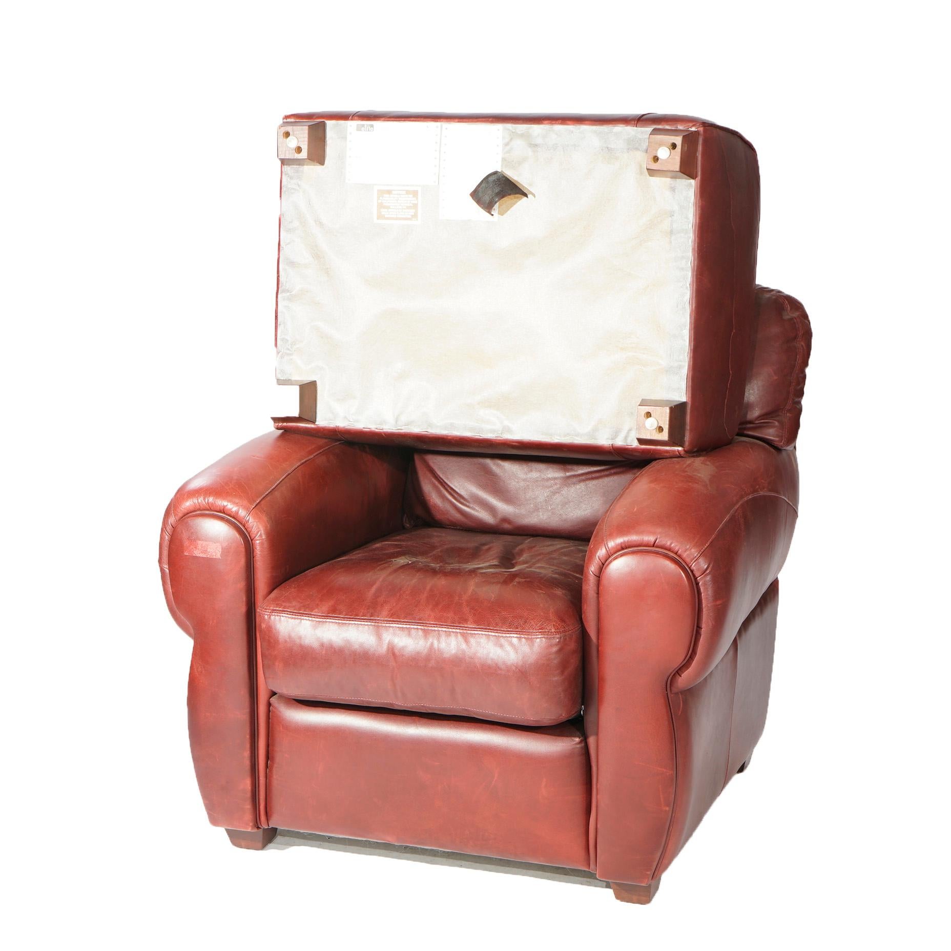 Elite Cordovan Leather Club Chair & Ottoman 20th C 3