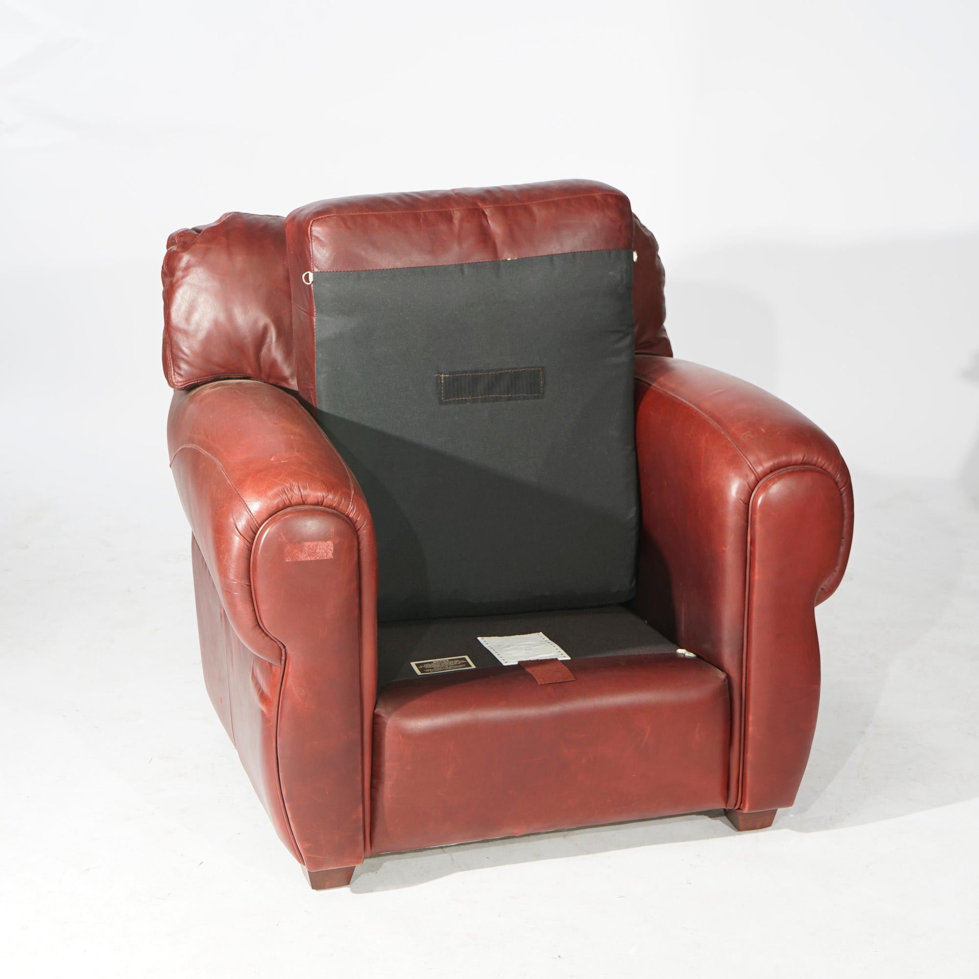 Elite Cordovan Leather Club Chair & Ottoman 20th C 4