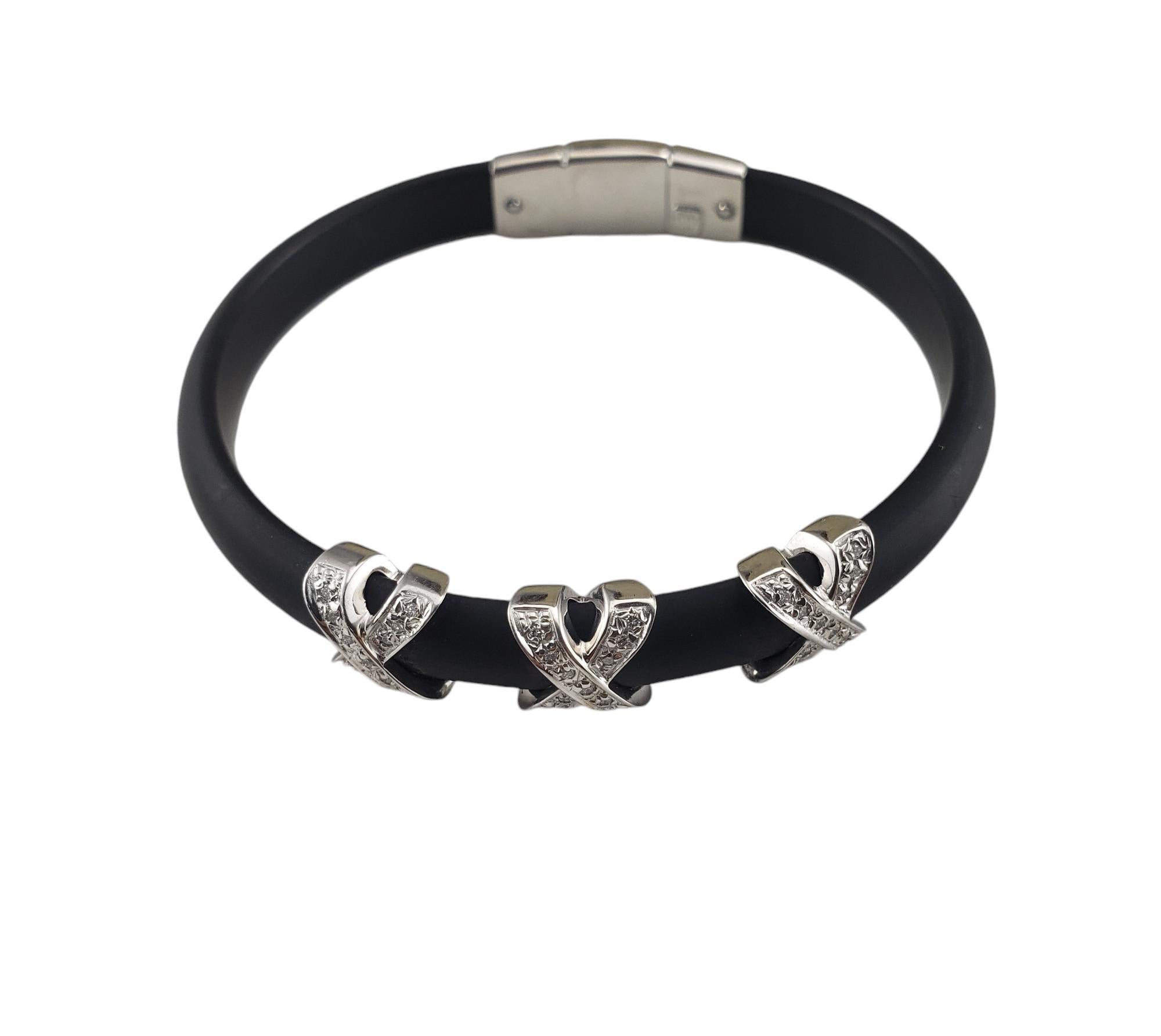 Elite Italy Rubber 18K White Gold and Diamond 
