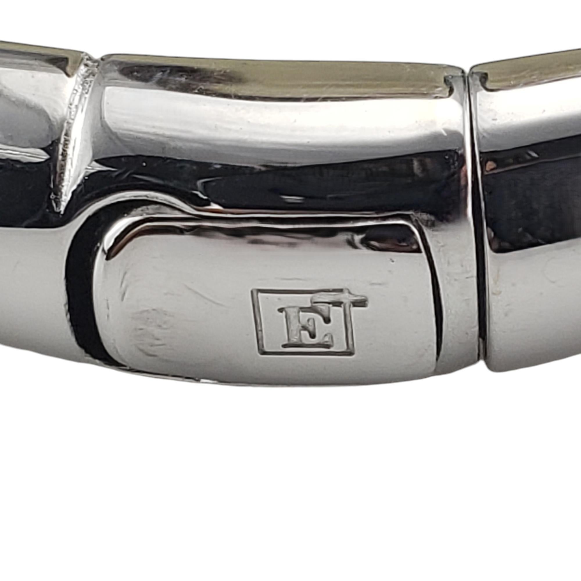 Women's Elite Italy Rubber 18K White Gold and Diamond Bracelet #18913 For Sale