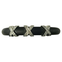 Elite Italy Rubber 18K White Gold and Diamond Bracelet #18913