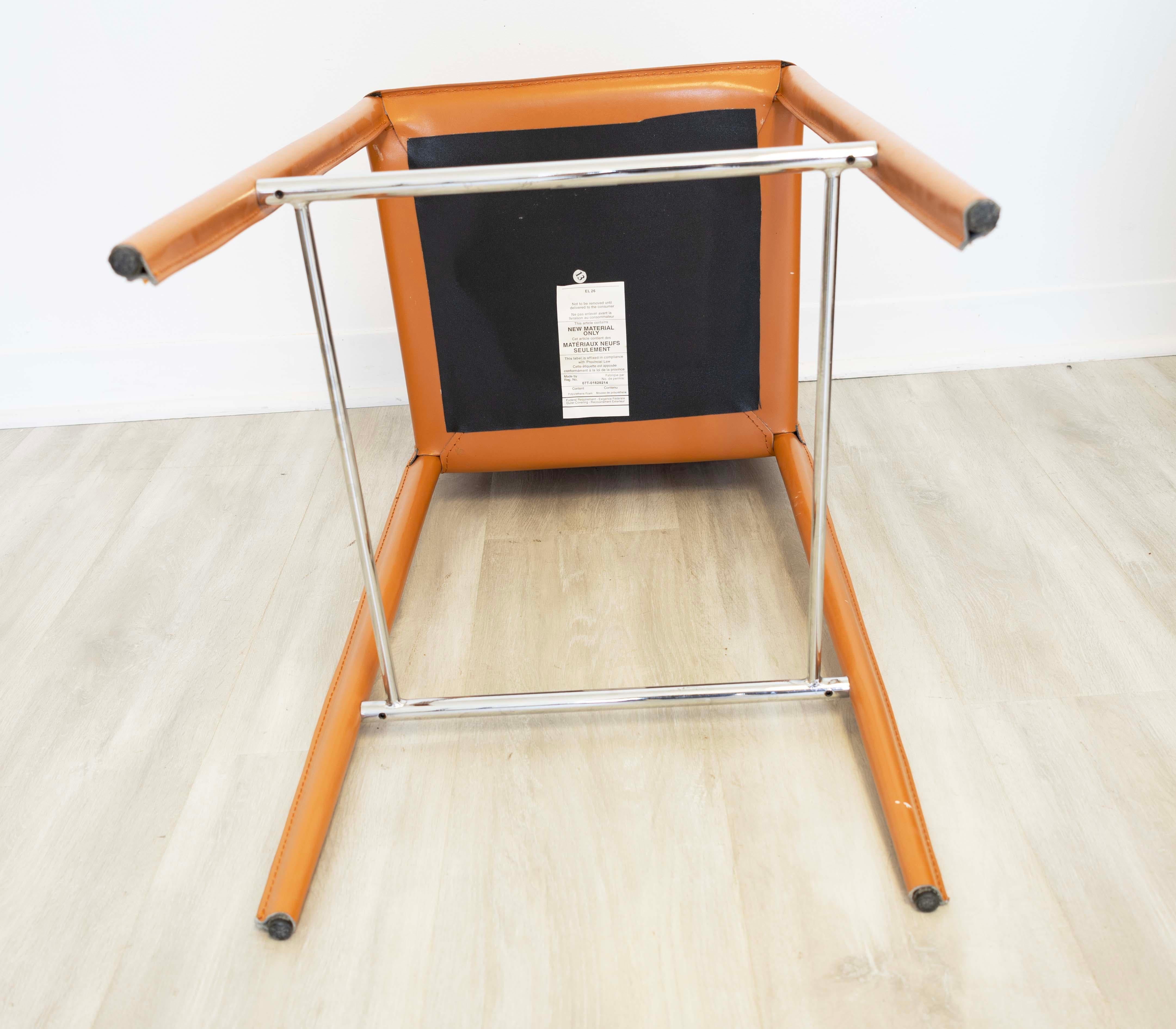 Elite Living Hilton Four Leather Stitched Cognac Bar Stools Contemporary Modern 3