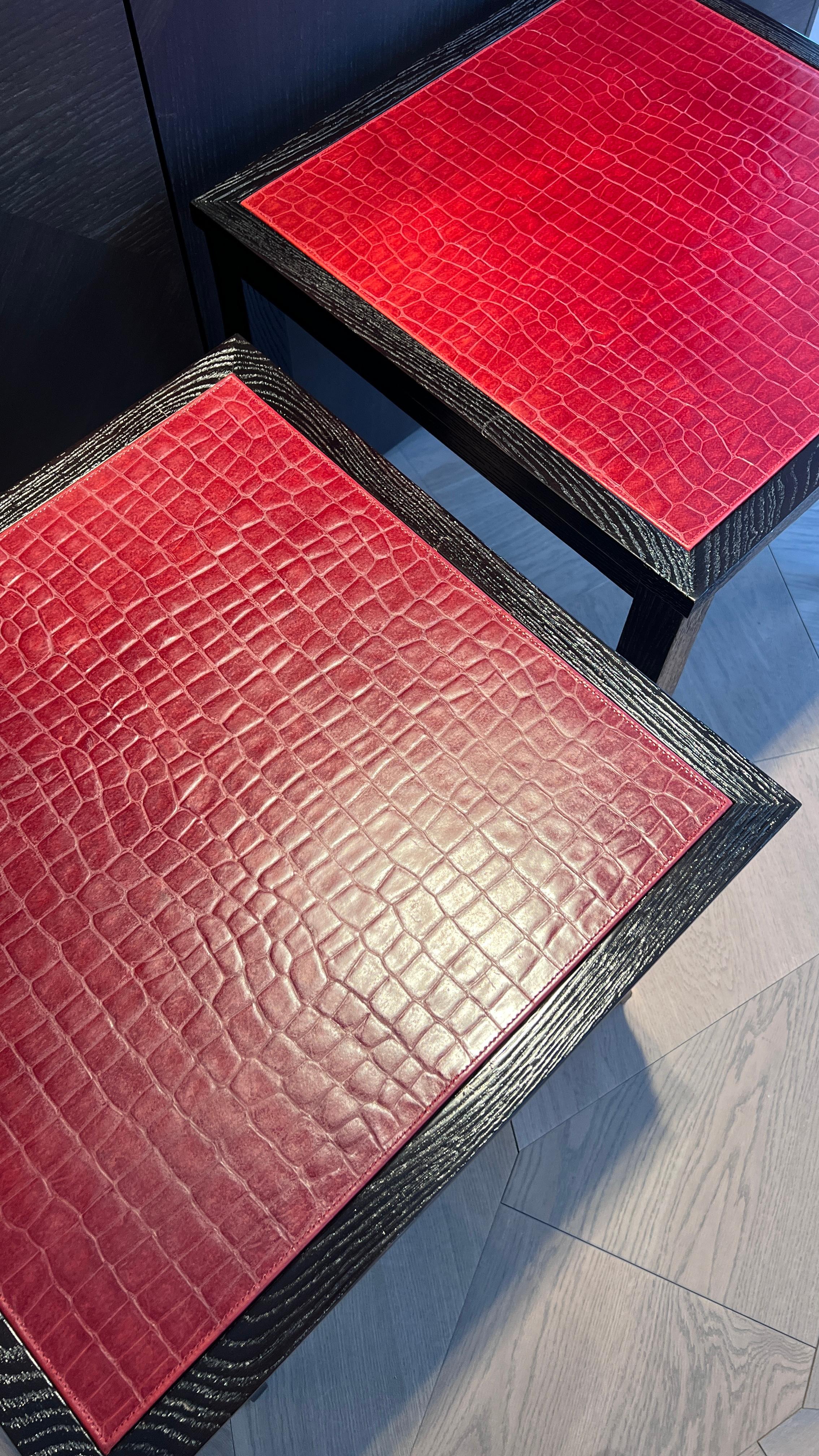 Beistelltische aus Leder und Holz von Elitis im Angebot 3