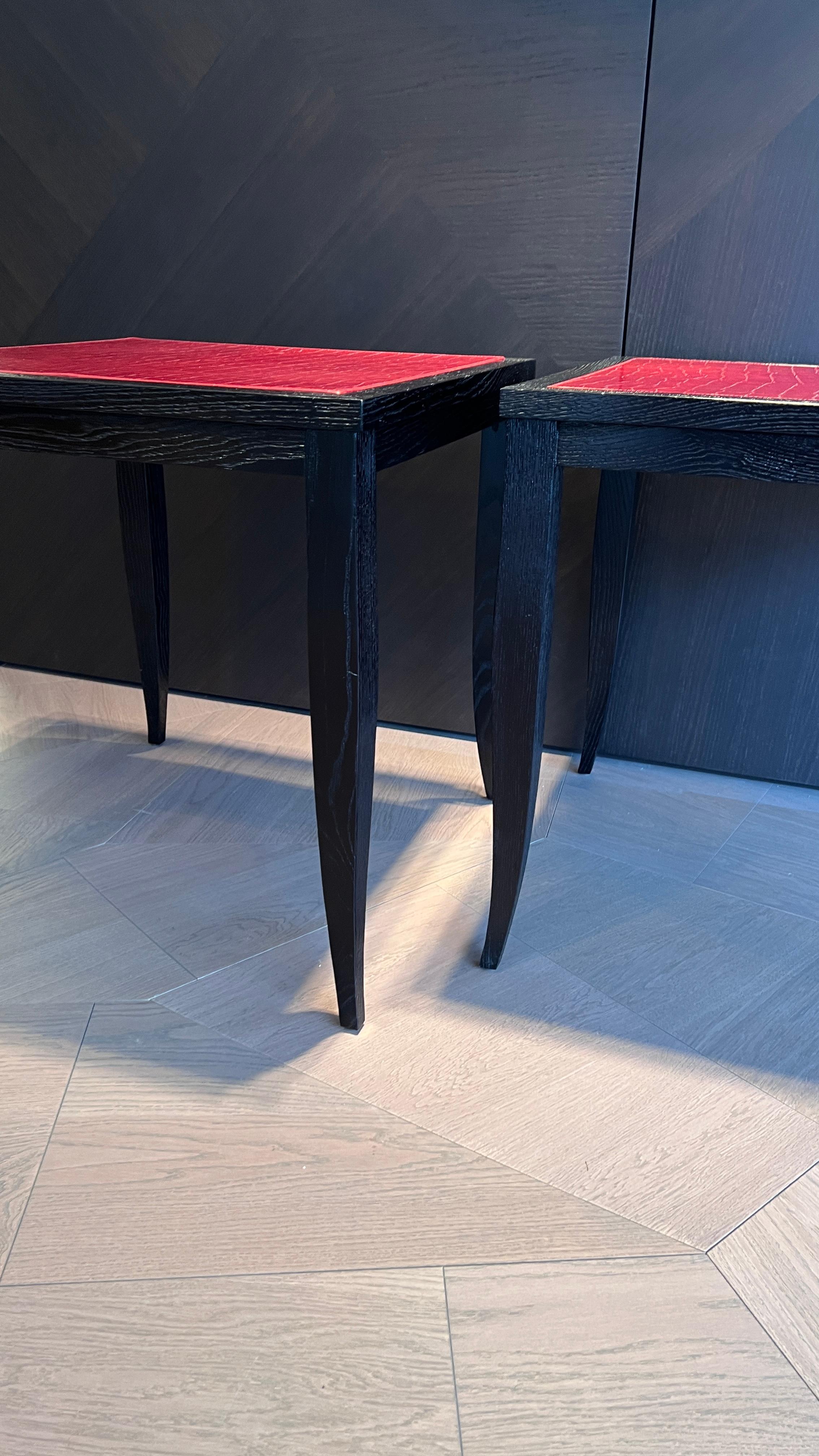 Beistelltische aus Leder und Holz von Elitis im Angebot 5