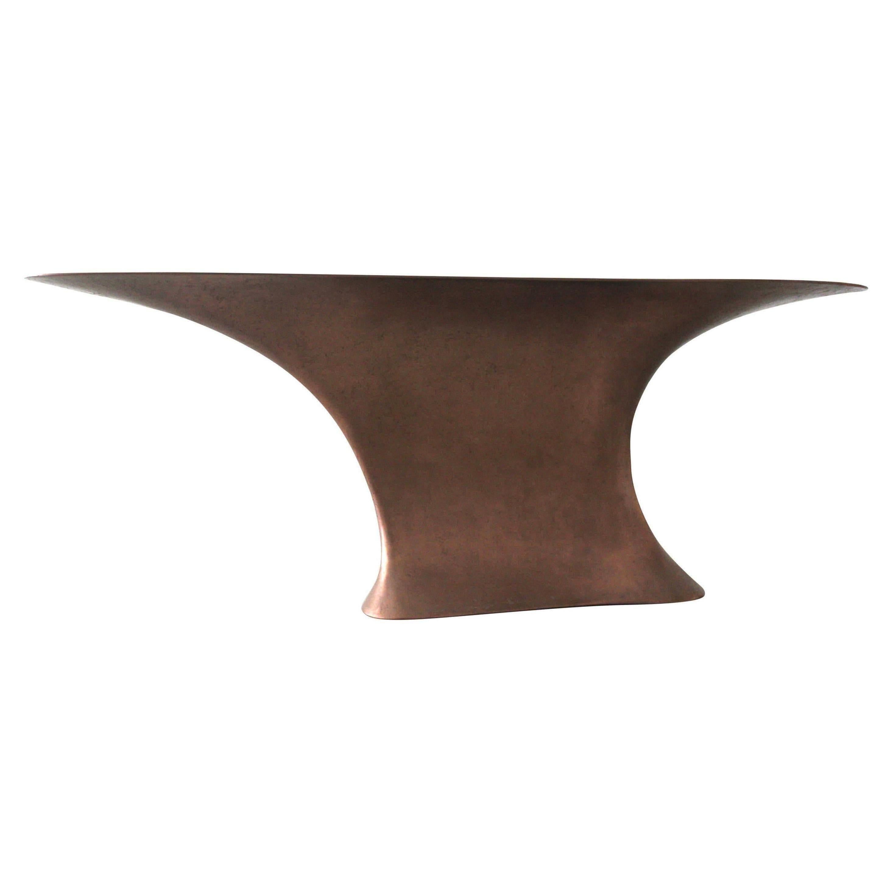 "ELIXIR" Design Sculptured Curved Dining Bar Counter Cast in OMG Copper Metal For Sale