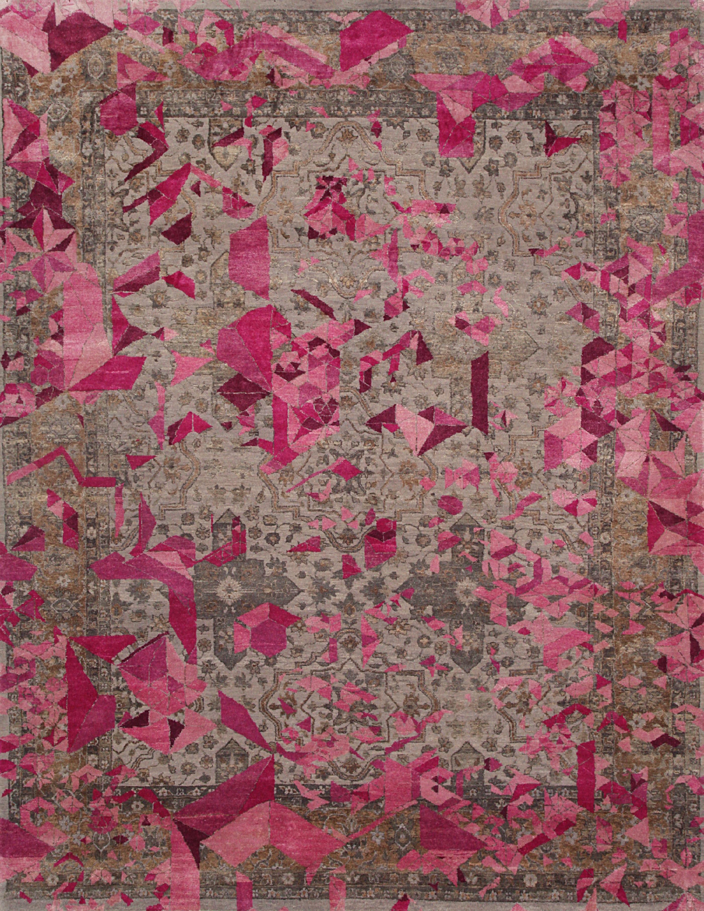 Other ELIXIR Hand Knotted Transitional Rug in Blue, Grey & Fuchsia Colours by Hands For Sale