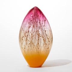 Elixir in Marigold & Fuchsia, a glass abstract sculpture by Enemark & Thompson