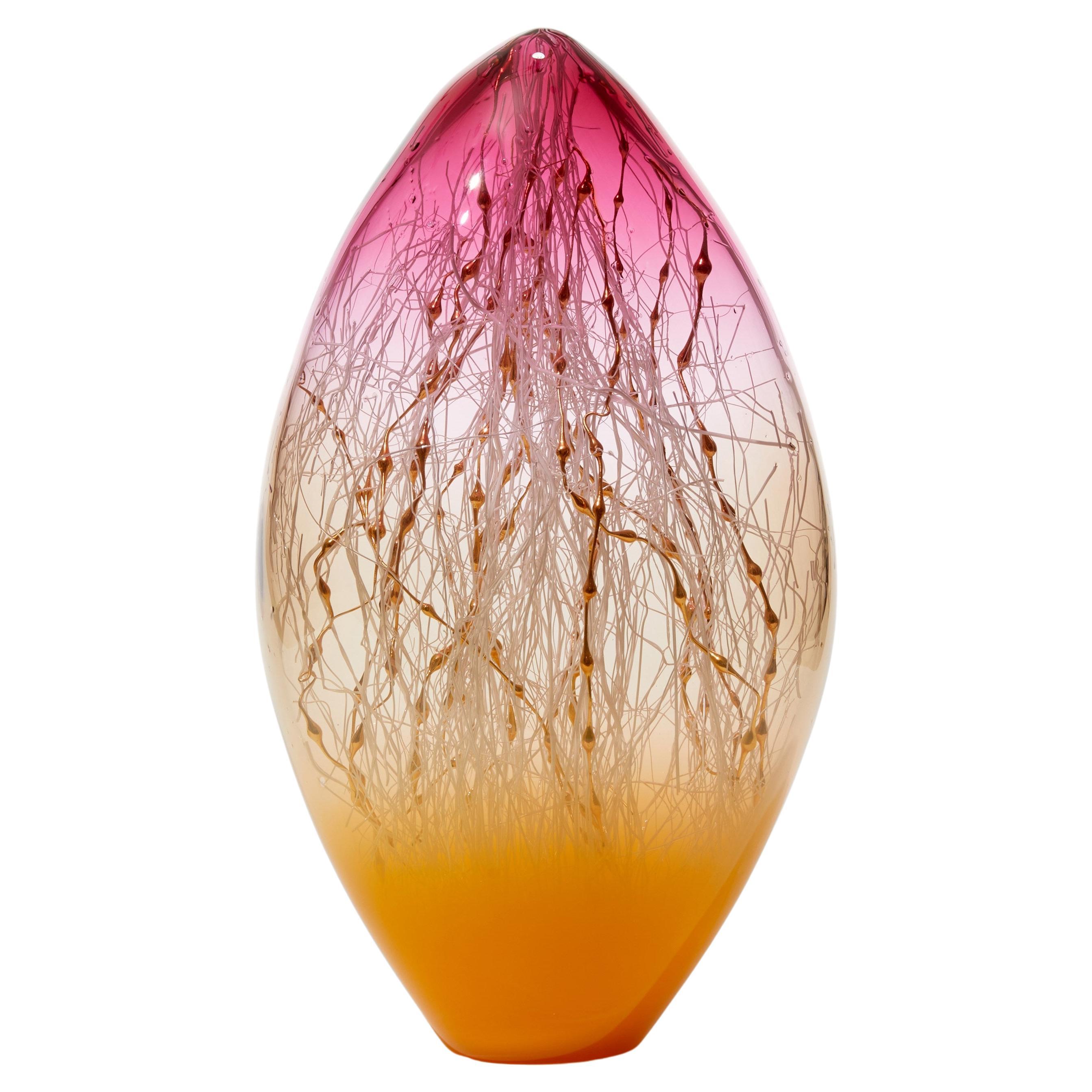 Elixir in Marigold & Fuchsia, eine abstrakte Glasskulptur von Enemark & Thompson