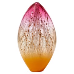 Elixir in Marigold & Fuchsia, a glass abstract sculpture by Enemark & Thompson