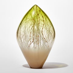 Elixir in Weimaraner & Olive Green, glass & gold sculpture by Enemark & Thompson