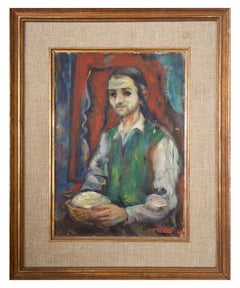 Jüdischer religiöser Mann 1947 Palästina, Israeli Judaica Gemälde