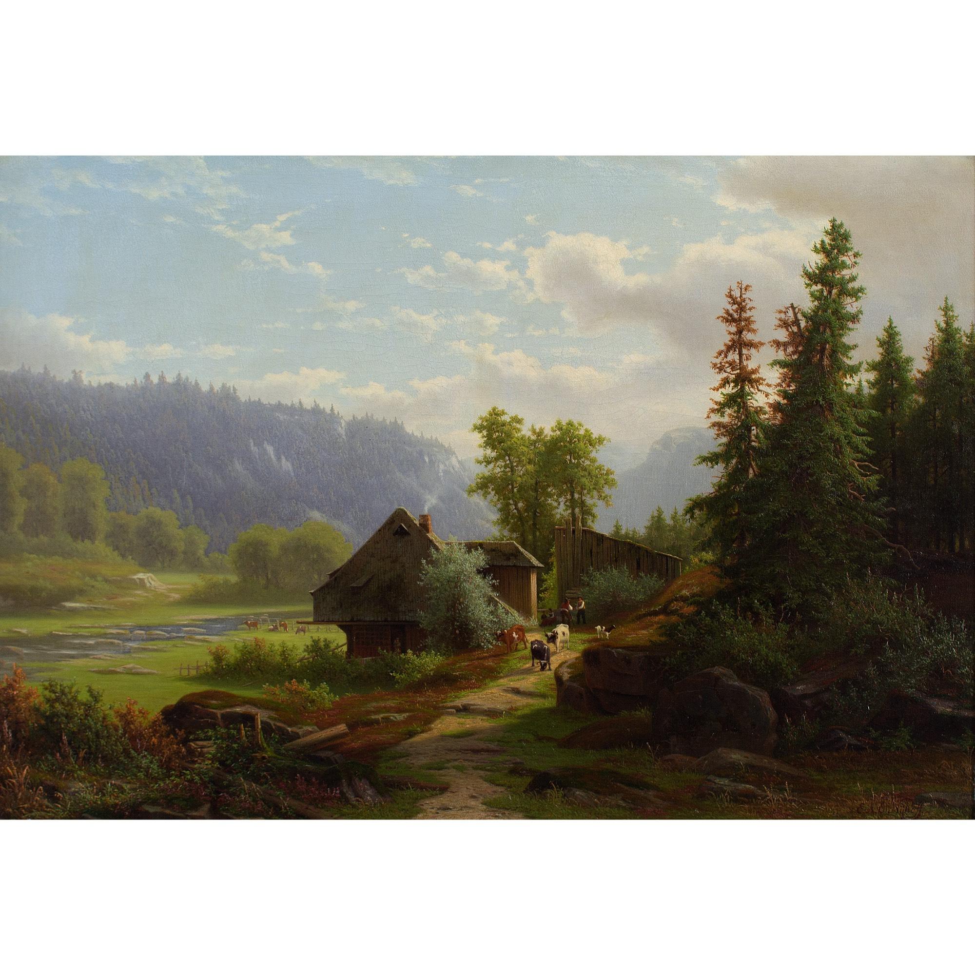 Eliza Agnetus Emilius Nijhoff, Extensive Black Forest Landscape, Oil Painting 1