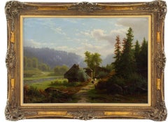 Antique Eliza Agnetus Emilius Nijhoff, Extensive Black Forest Landscape, Oil Painting