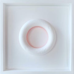 Candy in the Space (Ambilight) - white contemporary wall sculpture painting