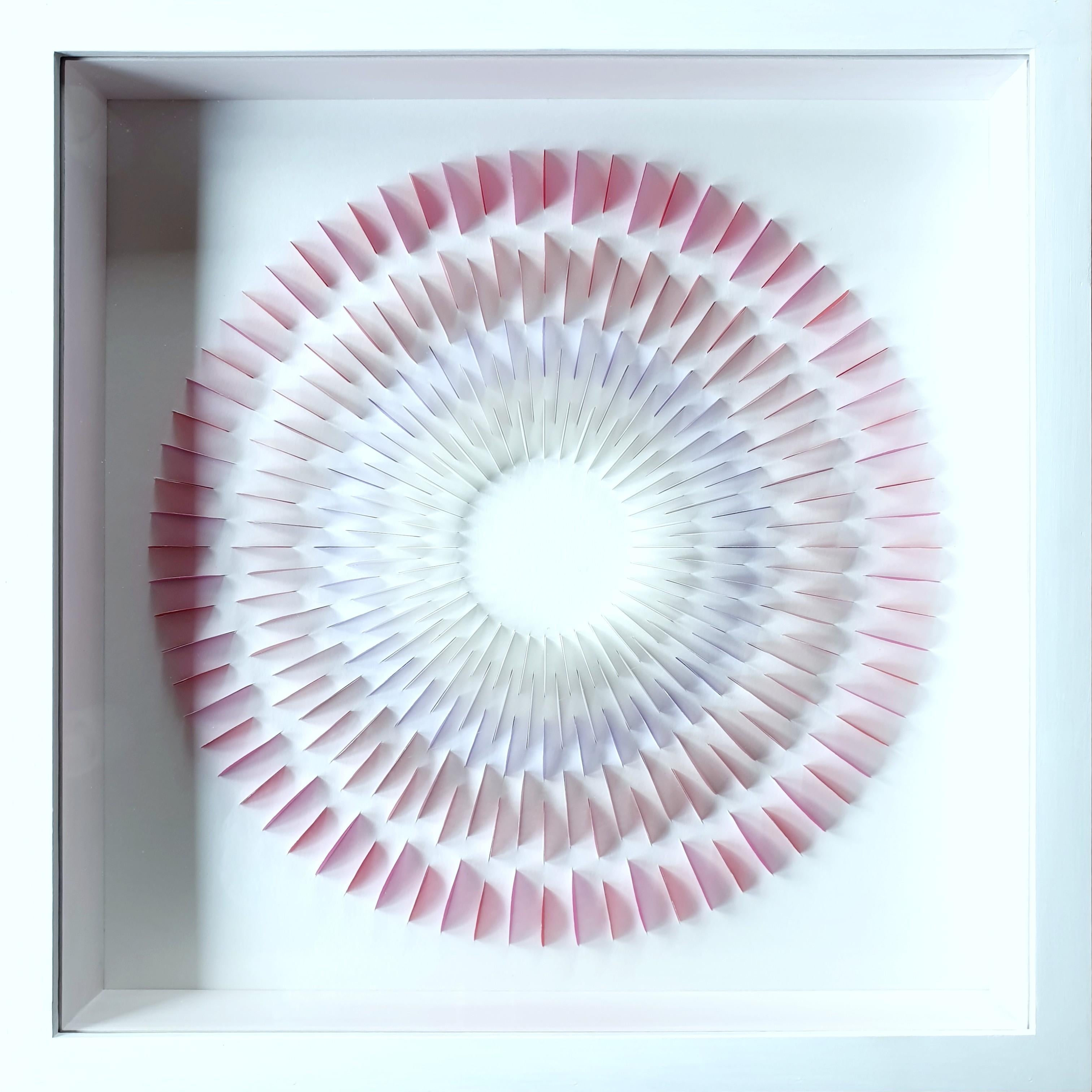 Eliza Kopec Abstract Painting - Circle Rozetta Pink Sister - contemporary modern abstract geometric paper relief