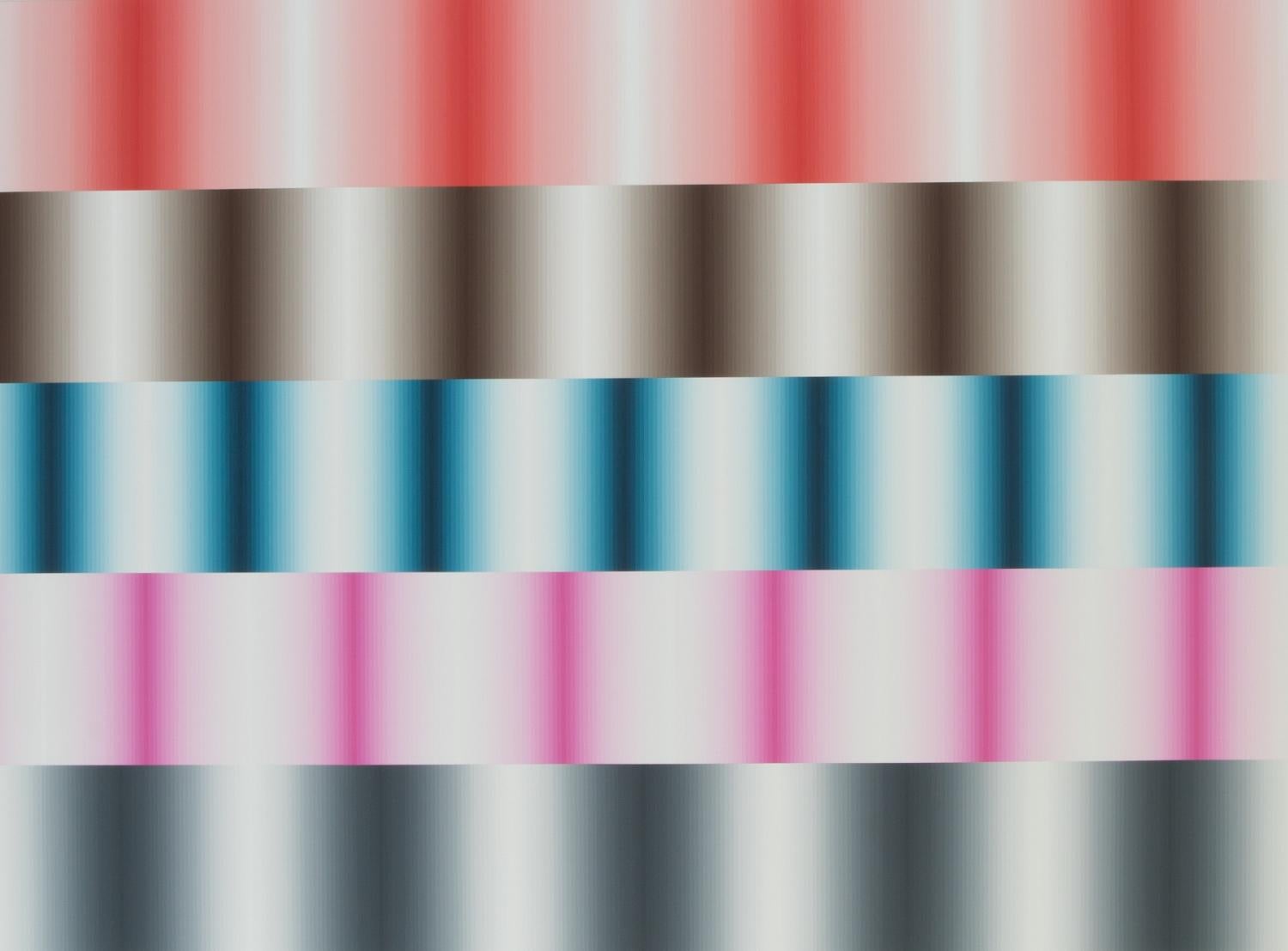 Abstract Painting di Eliza Kopec - Cinque tubi falsi - Quadro geometrico astratto moderno contemporaneo su tela