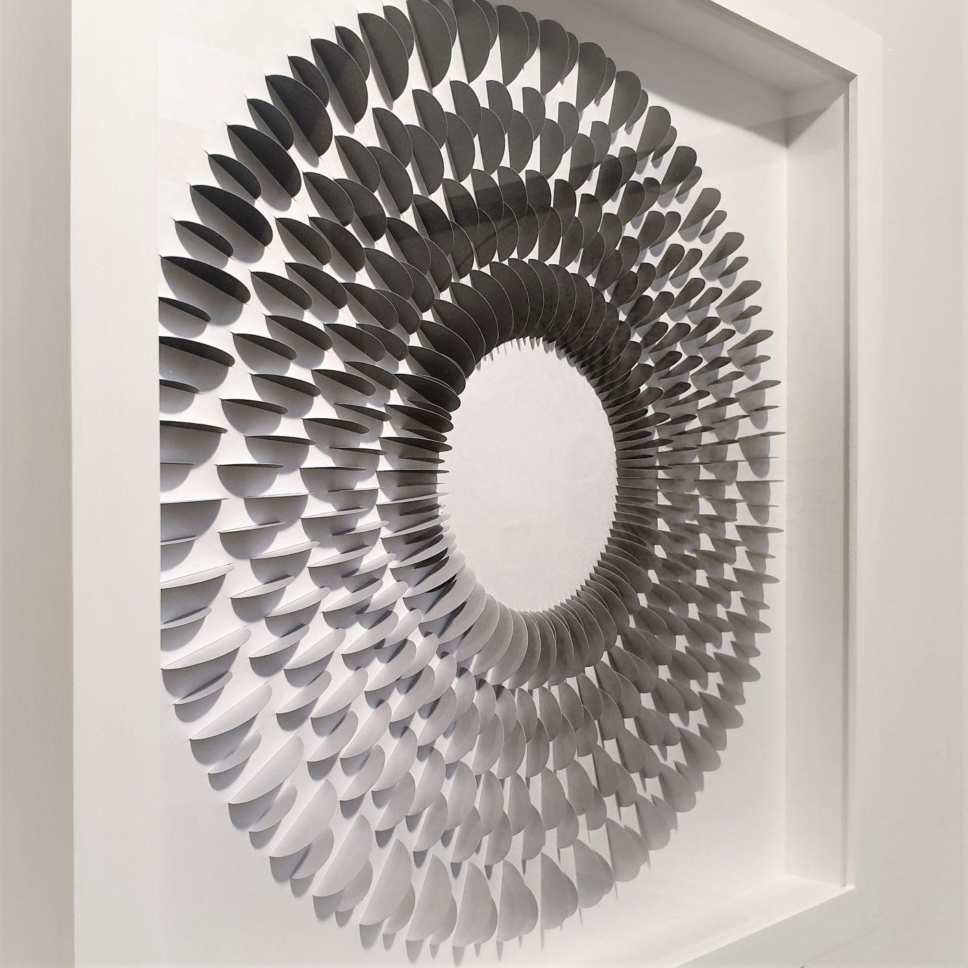 Modesta B&W - contemporary modern abstract geometric paper relief - Contemporary Mixed Media Art by Eliza Kopec