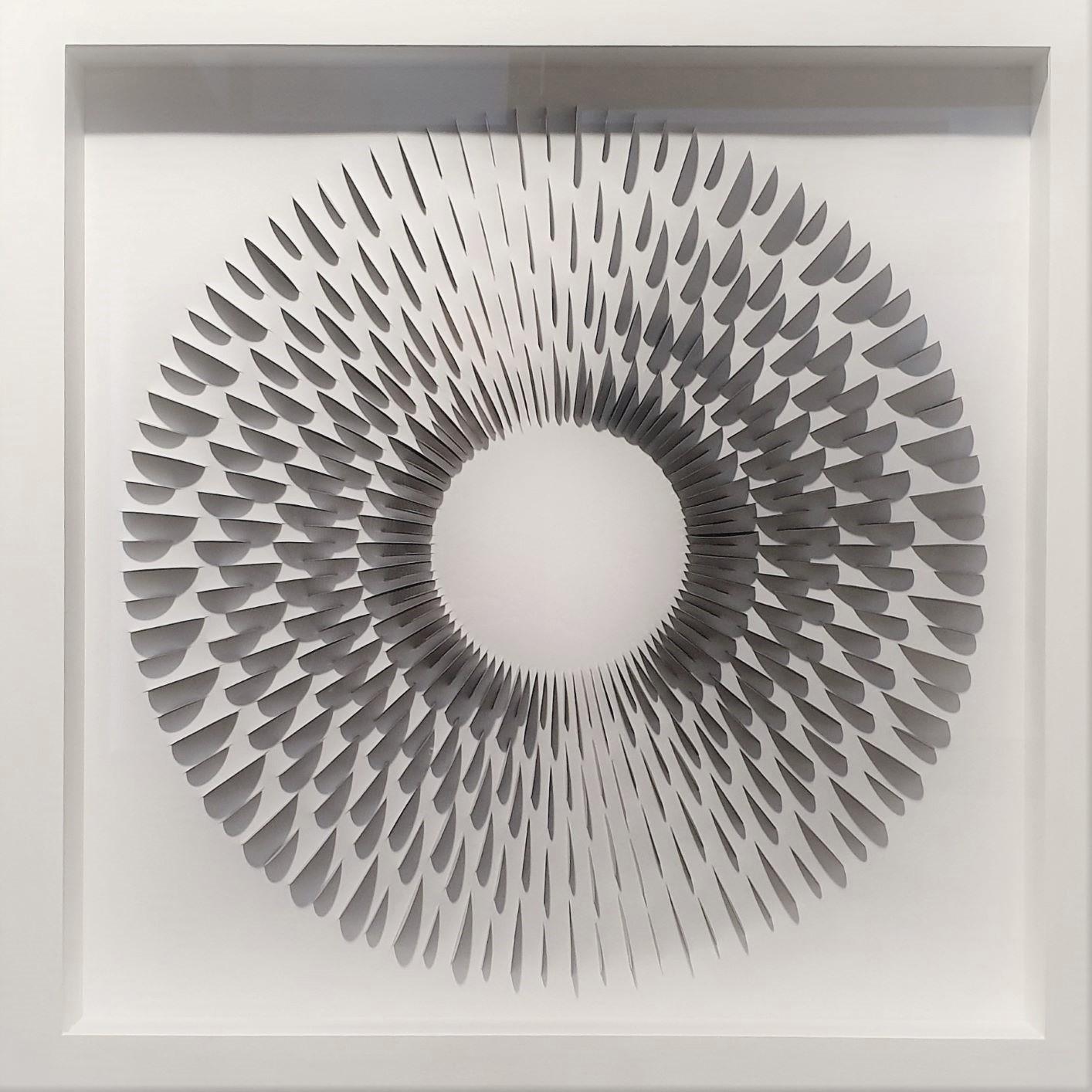 Modesta B&W - contemporary modern abstract geometric paper relief - Mixed Media Art by Eliza Kopec