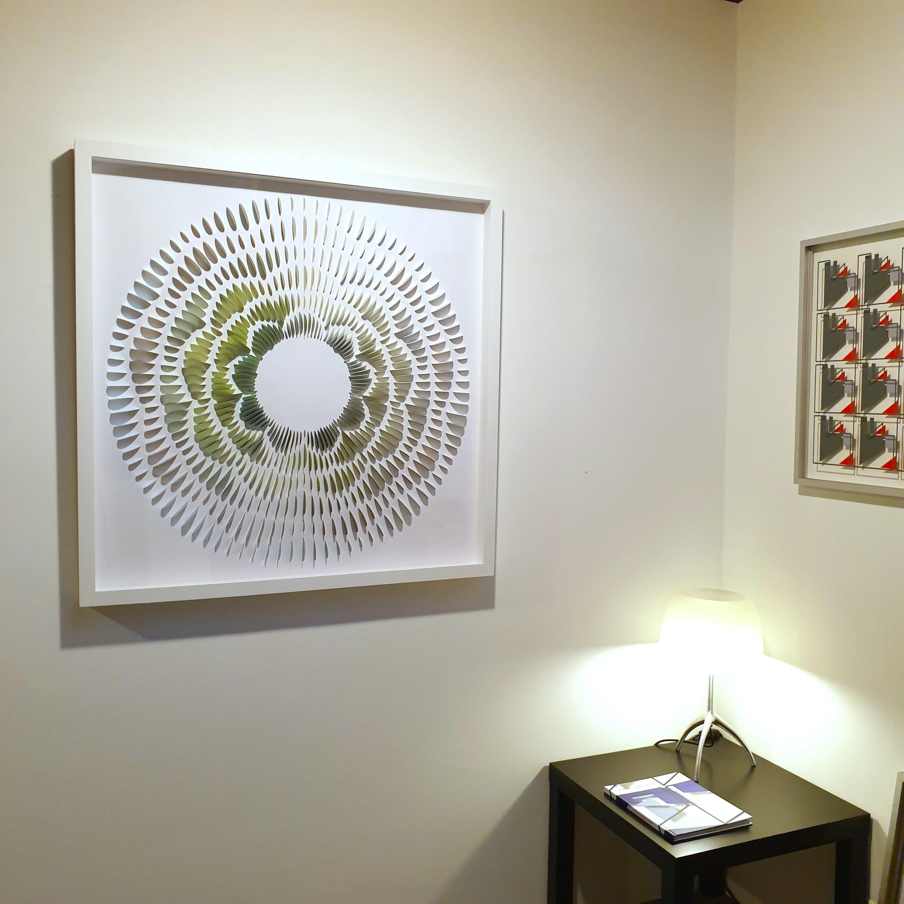 Nine Waves G&B  - pittura geometrica contemporanea moderna a rilievo su carta - Painting di Eliza Kopec