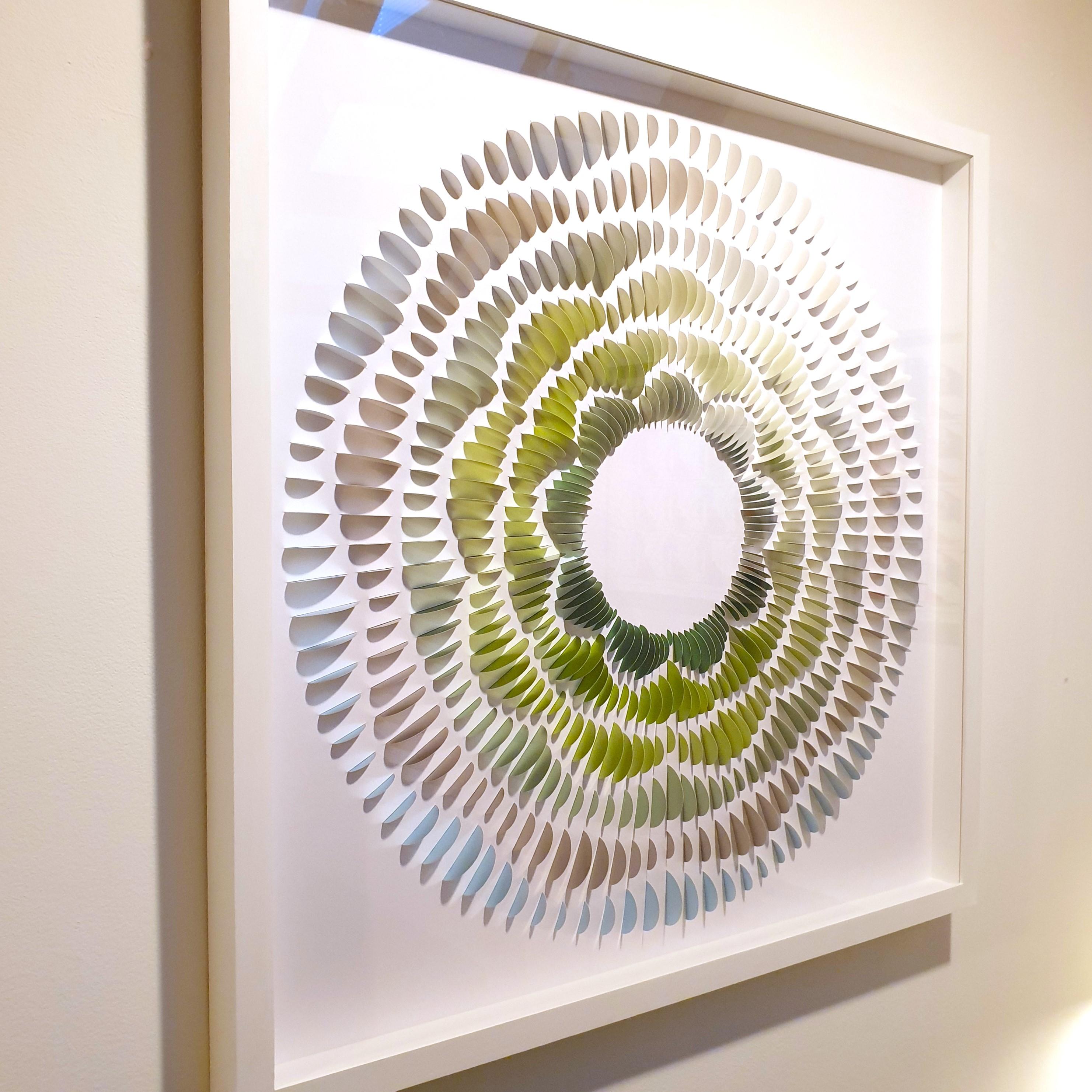 Nine Waves G&B  - pittura geometrica contemporanea moderna a rilievo su carta - Painting Contemporaneo di Eliza Kopec