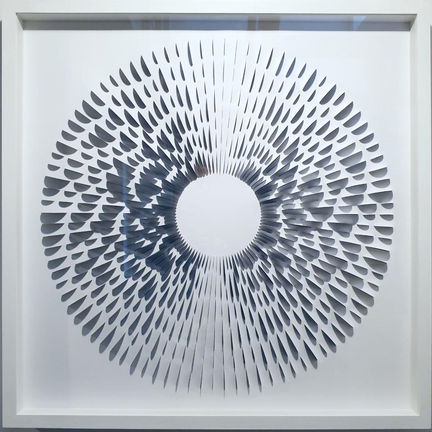 Eliza Kopec Abstract Painting - Random Six Digits B&W II - contemporary modern geometric paper relief painting