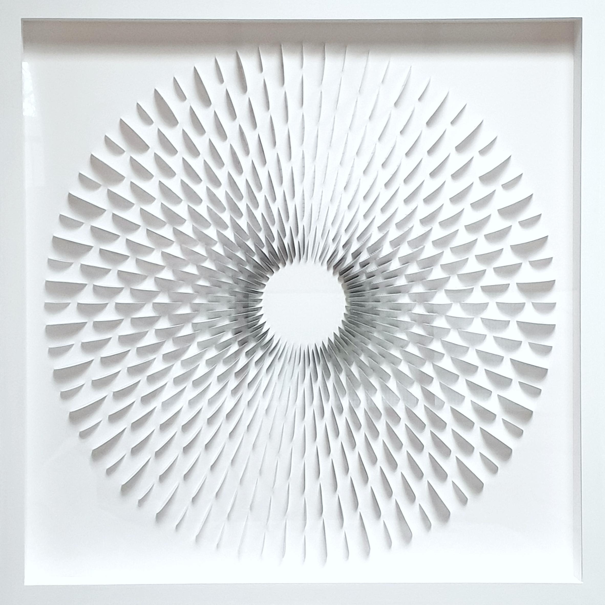 Rozetta Raster B&W - contemporary modern abstract geometric paper relief - Mixed Media Art by Eliza Kopec