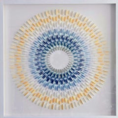 Rozetta Stella Blue - contemporary modern geometric paper relief painting