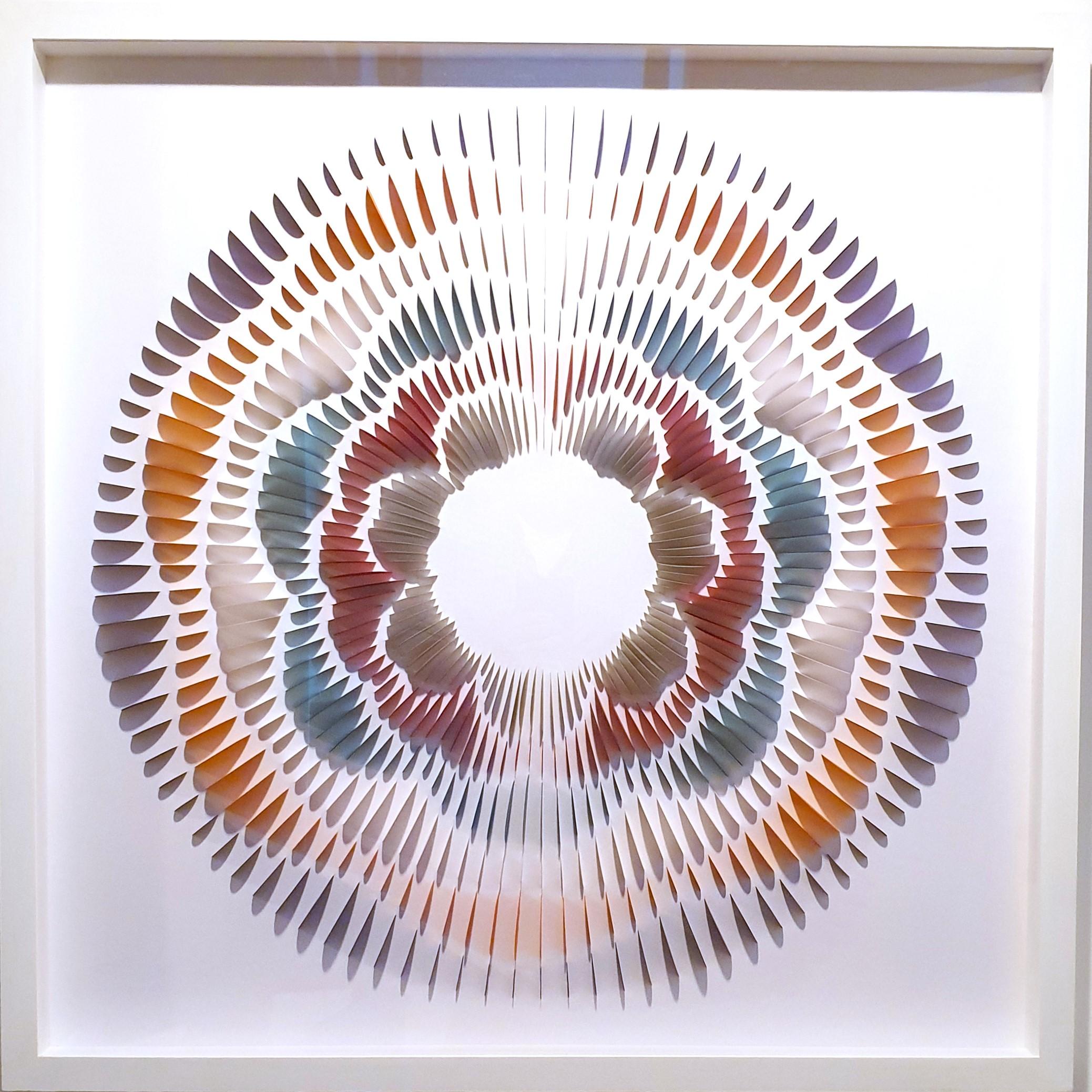 Système Rozetta sept  - Contemporary modern geometric paper relief painting (peinture en relief sur papier)