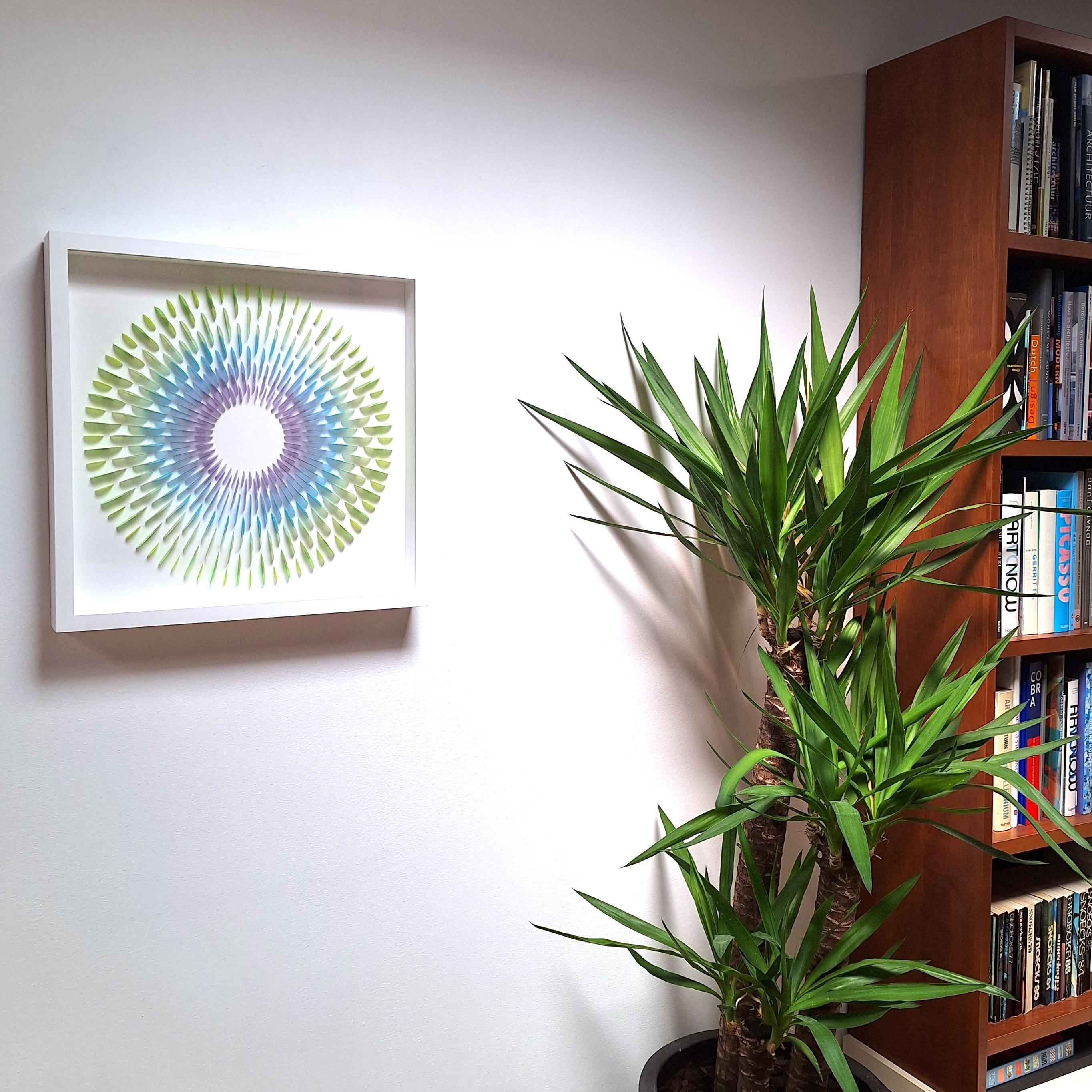 Rozetta Translucent VBG - contemporary modern abstract geometric paper relief - Painting by Eliza Kopec