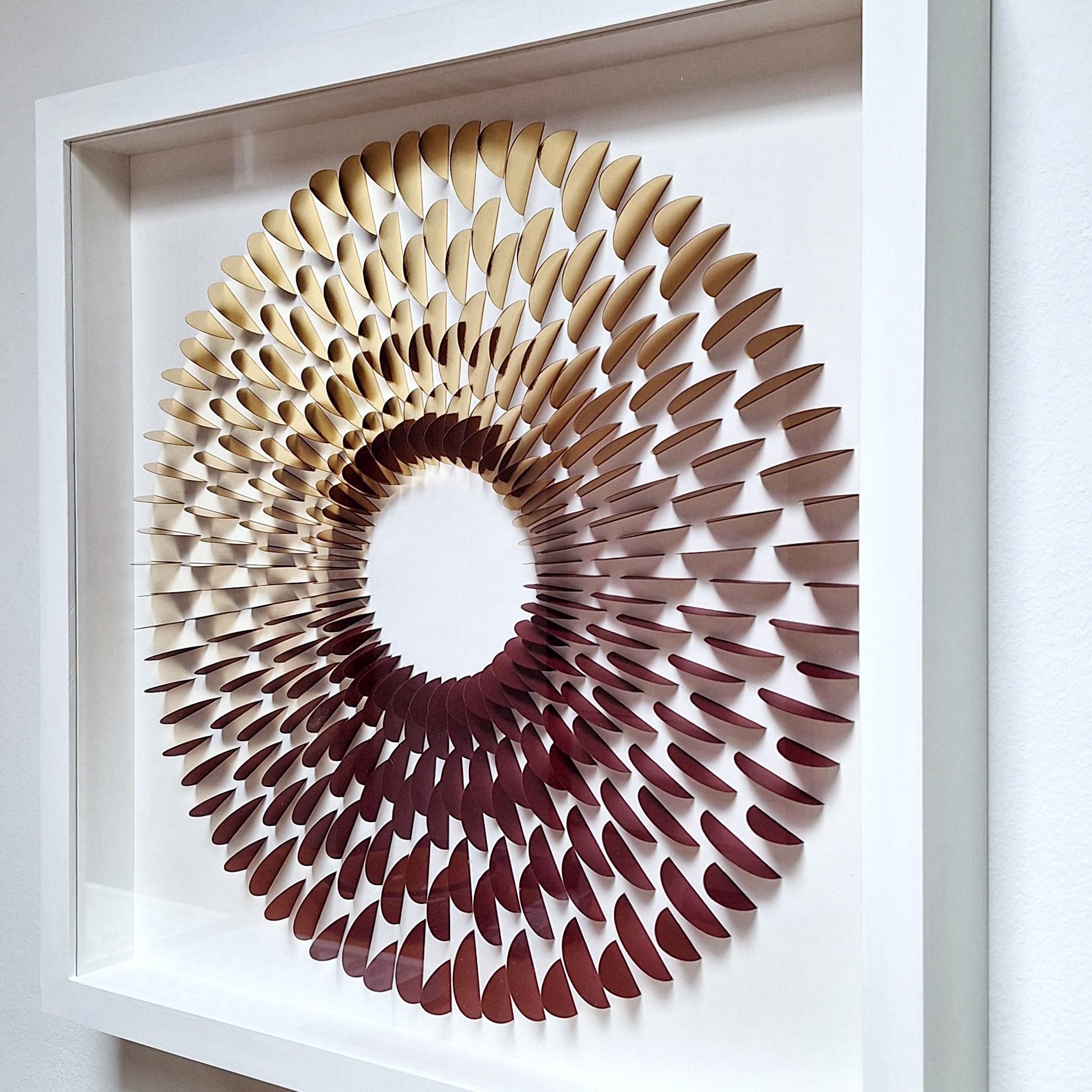 Small Rozetta Golden Dragon - contemporary modern abstract paper relief - Gray Abstract Painting by Eliza Kopec
