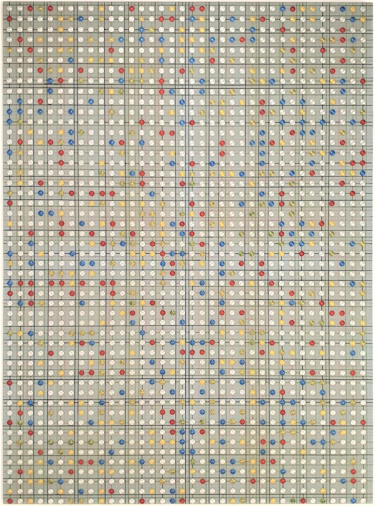 Eliza Kopec Abstract Painting – Zeitgenössisches, modernes, abstraktes geometrisches Gemälde auf Leinwand mit Titel Heiliger Grid