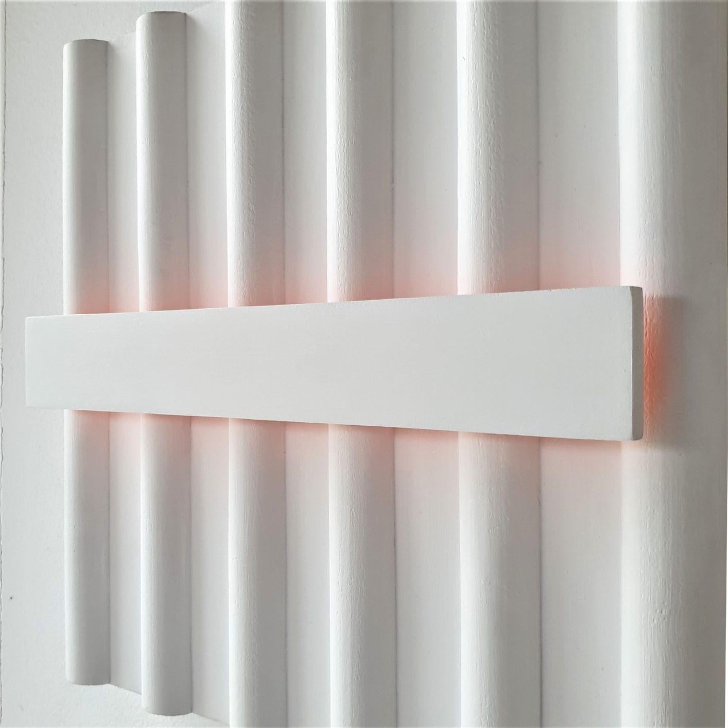 Untitled II (Ambilight) - white contemporary modern wall sculpture painting - Brown Abstract Painting by Eliza Kopec