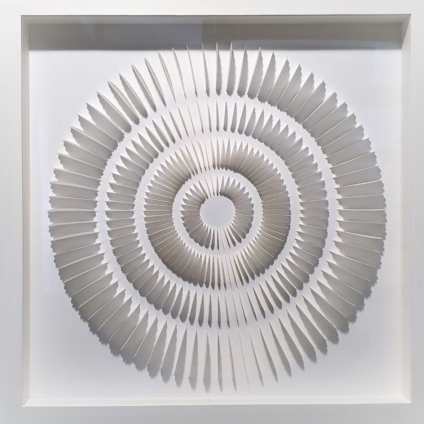 White - contemporary modern abstract geometric paper relief - Mixed Media Art by Eliza Kopec