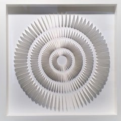 White - contemporary modern abstract geometric paper relief