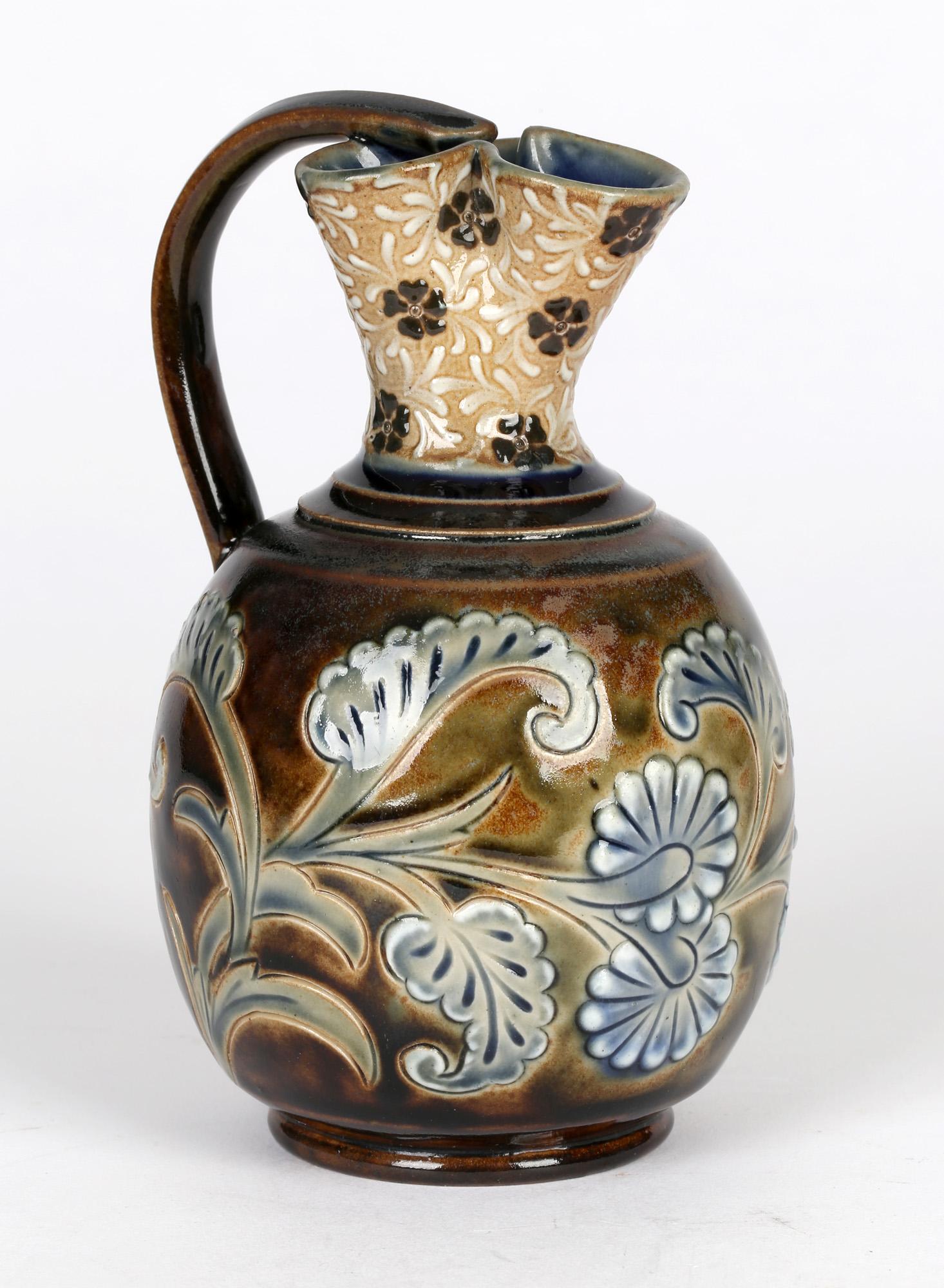Aesthetic Movement Eliza Simmance for Doulton Lambeth Floral Design Stoneware Vase