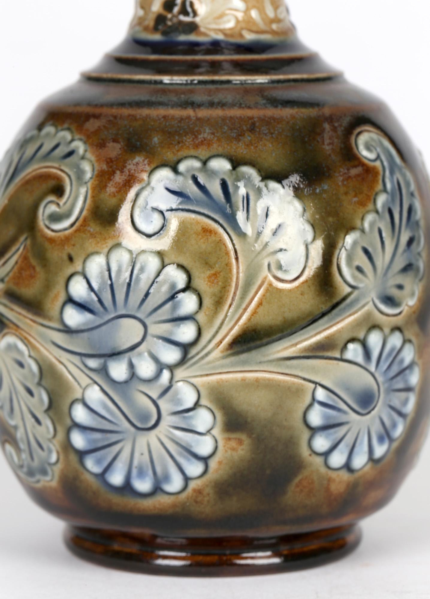 Eliza Simmance for Doulton Lambeth Floral Design Stoneware Vase In Good Condition In Bishop's Stortford, Hertfordshire