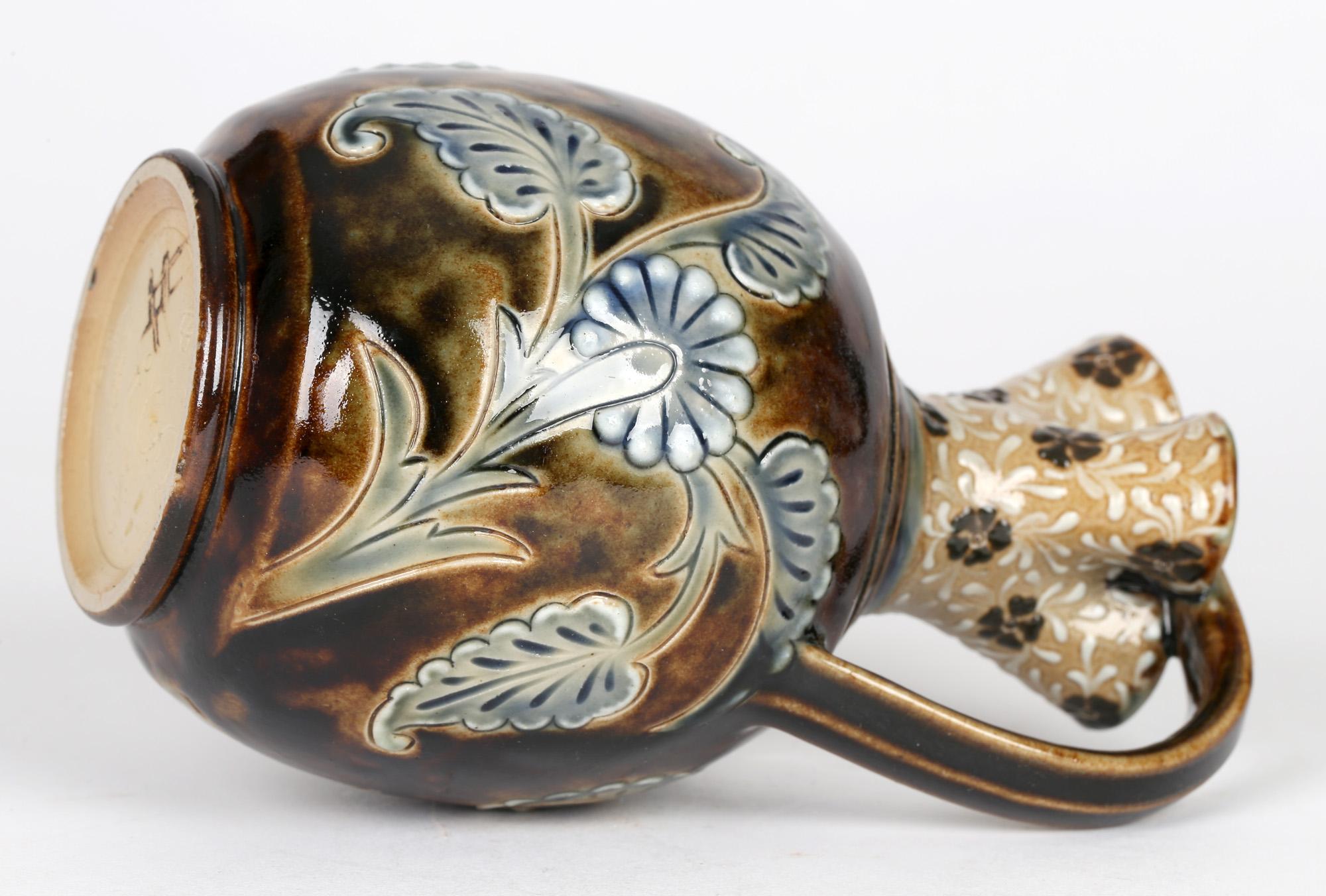 Late 19th Century Eliza Simmance for Doulton Lambeth Floral Design Stoneware Vase