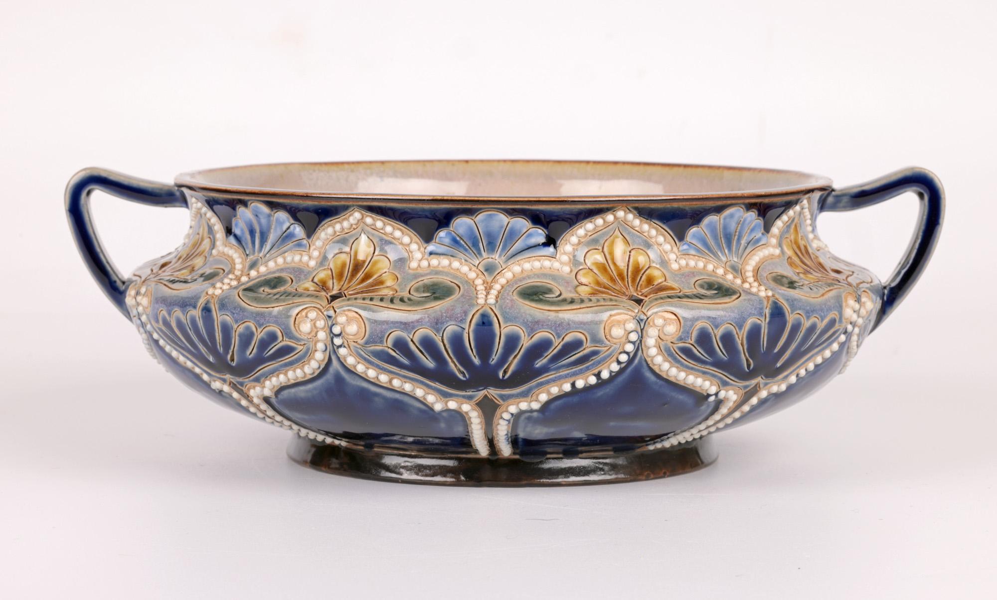 Eliza Simmance Large Doulton Lambeth Twin Handled Fruit Bowl In Good Condition In Bishop's Stortford, Hertfordshire