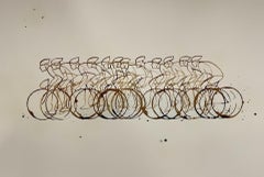 Coffe Peloton XIX, Original coffee painting of cyclists 