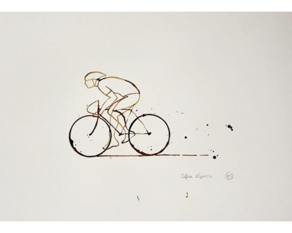 Coffee Espresso #12 by Eliza Southwood [2022]

Coffee Espresso #12 is an original drawing in coffee on paper by artist Eliza Southwood. It features one cyclist painted in coffee, combining cycling culture with the love of a good coffee