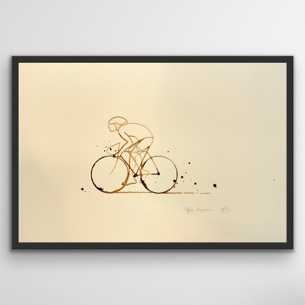 Caffè espresso #17, Caffè su carta, Ciclismo, Sport - Painting di Eliza Southwood