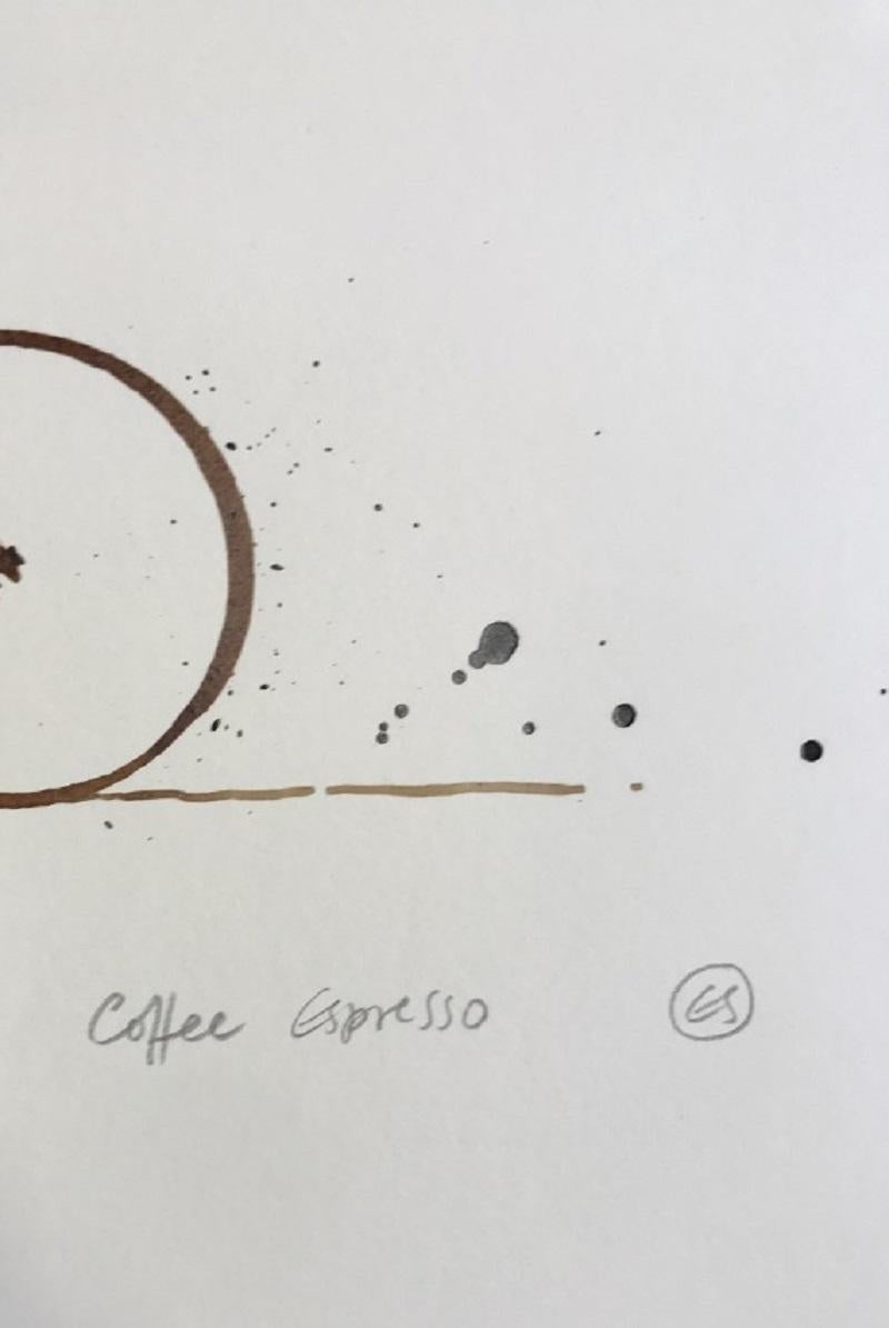 Coffee Espresso #6, original painting, still-life cycling work - Gray Landscape Painting by Eliza Southwood