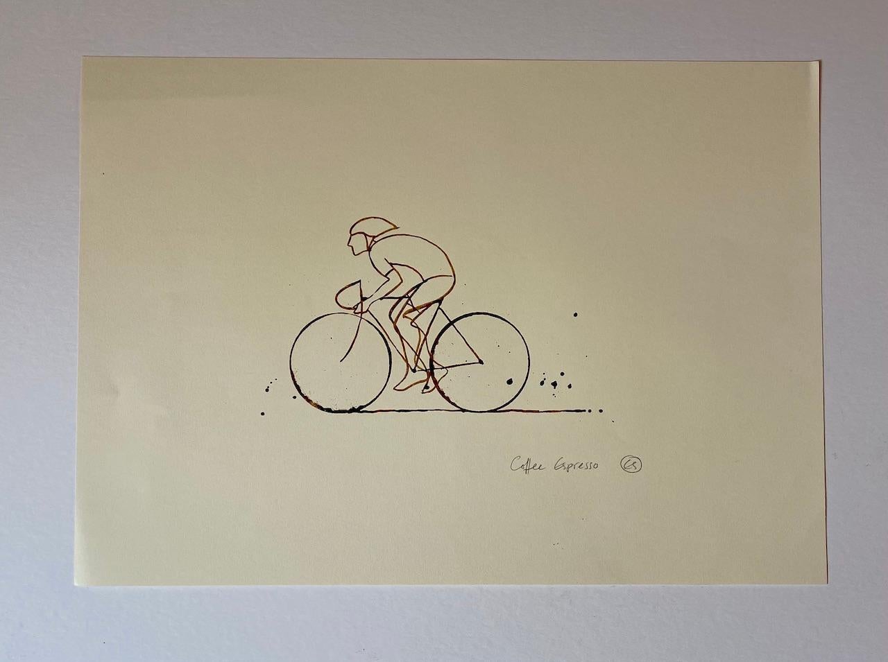 Coffee Espresso Series 2 is an original artwork by Eliza Southwood. It features one cyclist
Eliza Southwood cycling prints available for sale with Wychwood art online and in our Deddington art gallery. Eliza Southwood is a former architect, studied