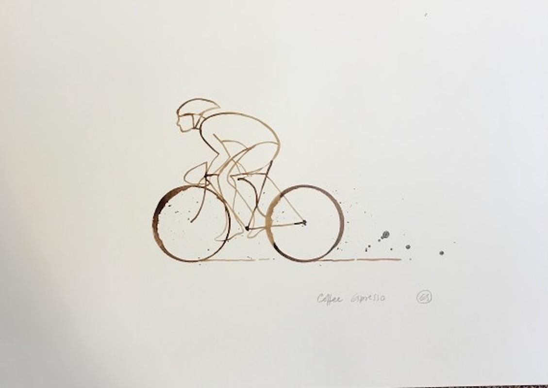 Landscape Painting di Eliza Southwood - Caffè espresso #6, natura morta di ciclista, arte a prezzi accessibili