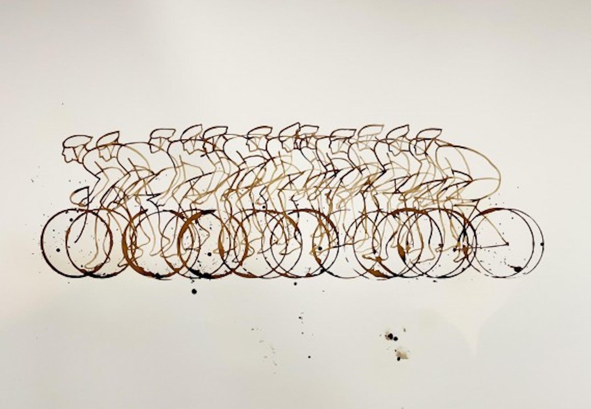 Coffee Peloton XX, Eliza Southwood, Original Painting, Coffee Art, Affordable