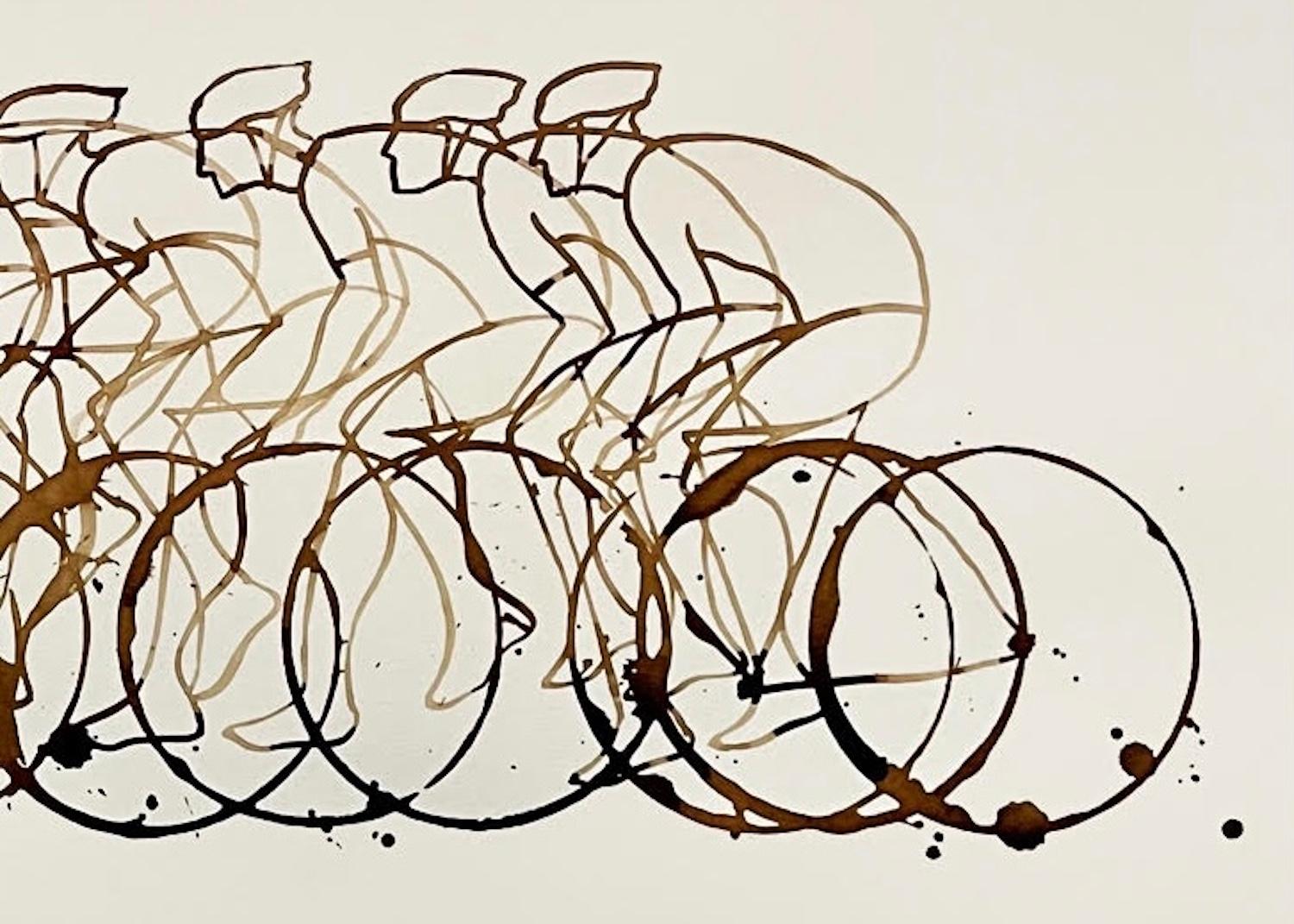 Peloton XXII, Peloton-Stil (Beige), Figurative Painting, von Eliza Southwood